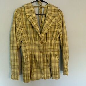 NWOT TopShop yellow plaid jacket/shirt. size women’s 6. Wear with jeans or skirt